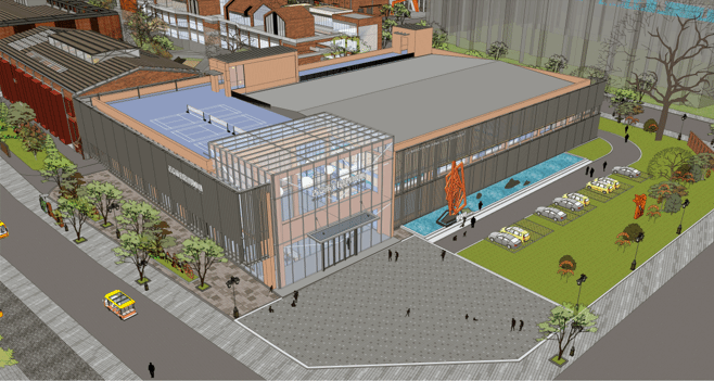 山西五建集團古交市全民健身中心項目主體結構提前封頂